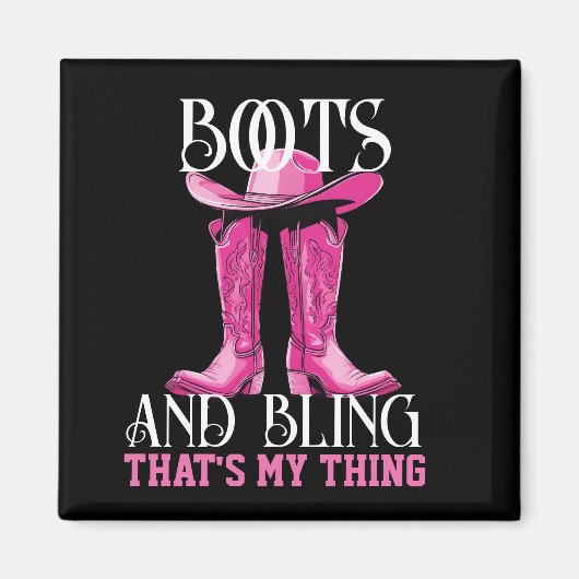 Aimant Bottes roses et bling c'est mon truc (Devant)