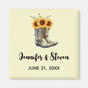 Aimant Bottes rustiques Cowboy avec tournesol