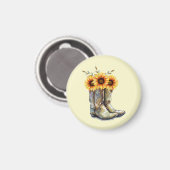 Aimant Bottes rustiques Cowboy avec tournesol (Recto/Verso)