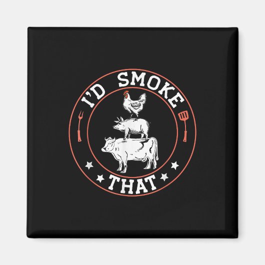 Aimant Boucher Chef Bbq Fumeur Id Fumer Que Barbecue Pit (Devant)