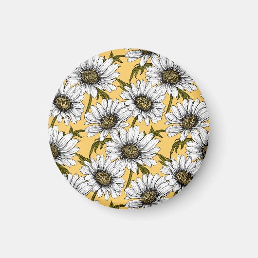 Aimant Bouches blanches, fleurs sauvages sur jaune (Devant)