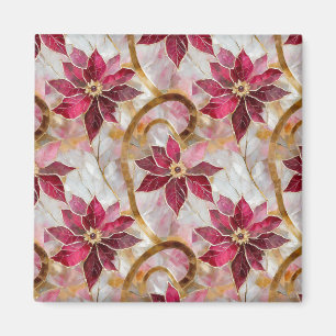 Aimant Boucles d'or Bourgogne rose Poinsettias de Noël