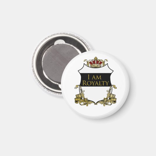 Aimant Bouclier de la Couronne Royale Je Suis Royal (Recto/Verso)