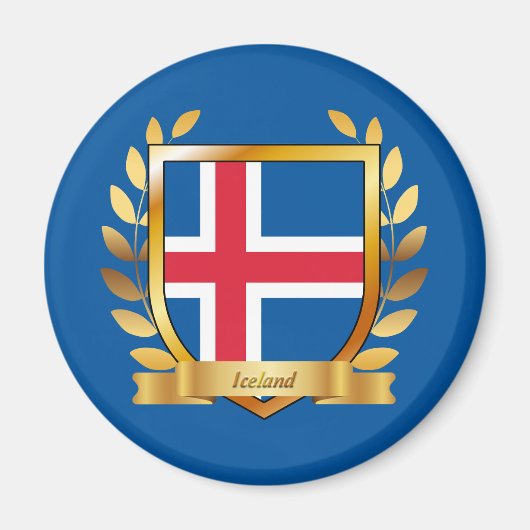 Aimant Bouclier du drapeau de l'Islande (Devant)