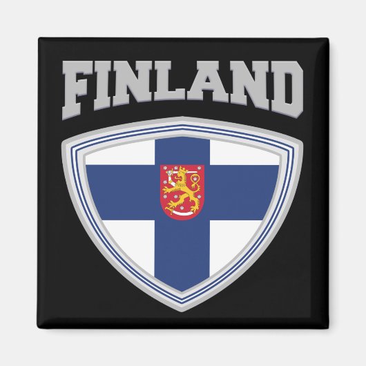 Aimant Bouclier et emblème de drapeau de Finlande (Devant)