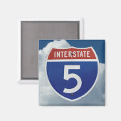 Aimant Bouclier Interstate 5, Nuages Fond (Recto/Verso)