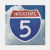 Aimant Bouclier Interstate 5, Nuages Fond (Devant)