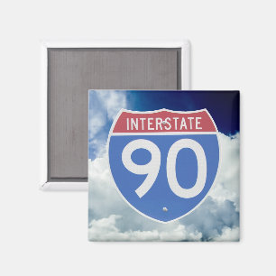 Aimant Bouclier Interstate 90 contre ciel bleu avec nuage