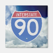 Aimant Bouclier Interstate 90 contre ciel bleu avec nuage (Devant)