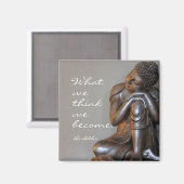 Aimant Bouddha en argent paisible avec une citation inspi (Recto/Verso)