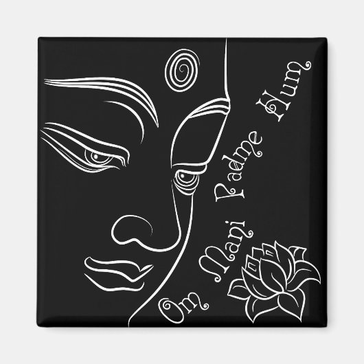 Aimant Bouddha méditation lotus flower Blanc (Devant)