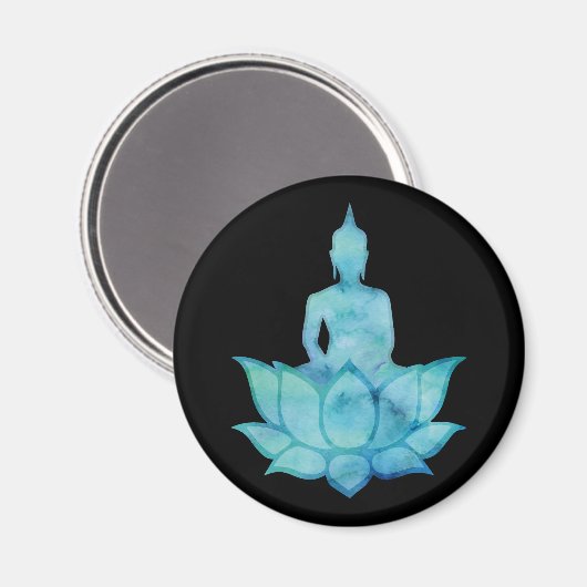 Aimant Bouddha sur Lotus Blue (Recto/Verso)