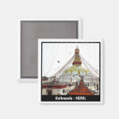 Aimant Boudhanath Stupa, Offres de fleurs, Katmandou, Nép (Recto/Verso)