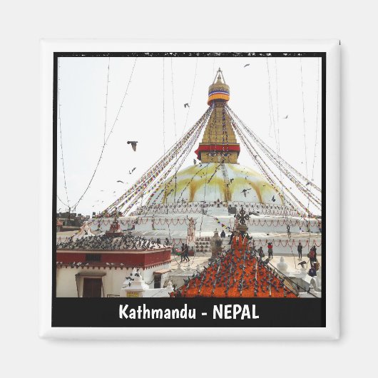Aimant Boudhanath Stupa, Offres de fleurs, Katmandou, Nép (Devant)