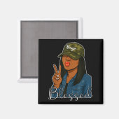 Aimant Bougie Blessed Camo Hat Christian Black Woman (Recto/Verso)
