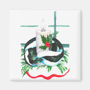 Aimant Bougie de Noël Moufette Enveloppée Vacances Mignon