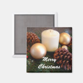 Aimant Bougie élégante avec cônes de pin (Recto/Verso)