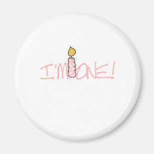 Aimant Bougie rose je suis d'un anniversaire