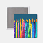 Aimant Bougies d'anniversaire aquarelle (Recto/Verso)