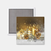 Aimant Bougies d'or Noël Élégant vacances (Recto/Verso)