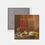 Aimant Bougies Kwanzaa et nourriture (Recto/Verso)