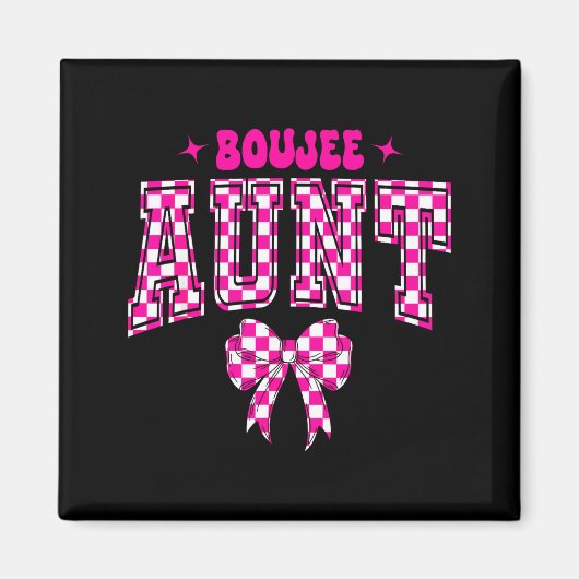 Aimant Boujee Aunt Nk Checkered Bow Birthday Family Match (Devant)