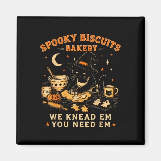 Aimant Boulangerie de biscuits effrayants drôle chat noir (Devant)