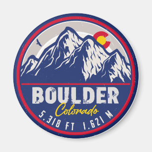 Aimant Boulder Colorado Retro Sunset Mountain Souvenirs