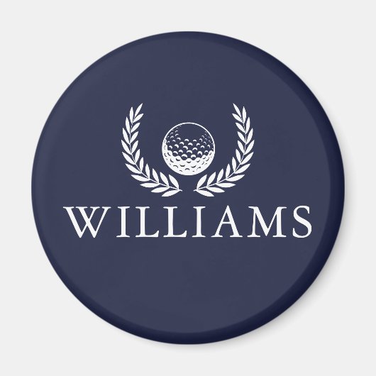 Aimant Boule De Golf Et Guirlande Nom Personnalisé Marine (Devant)