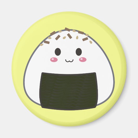 Aimant Boule de riz Kawaii "Onigiri" avec Toppings (Devant)