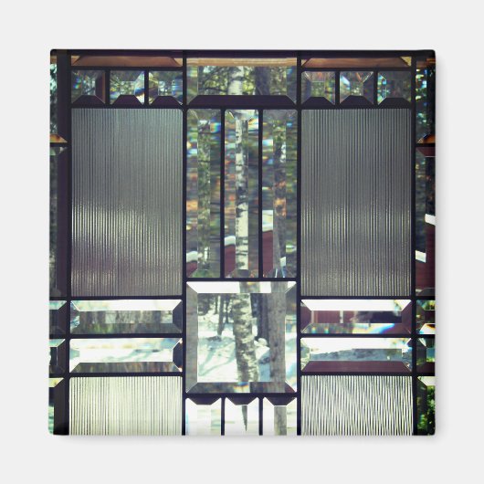 Aimant Bouleau en verre biseauté arbres argent métallique (Devant)