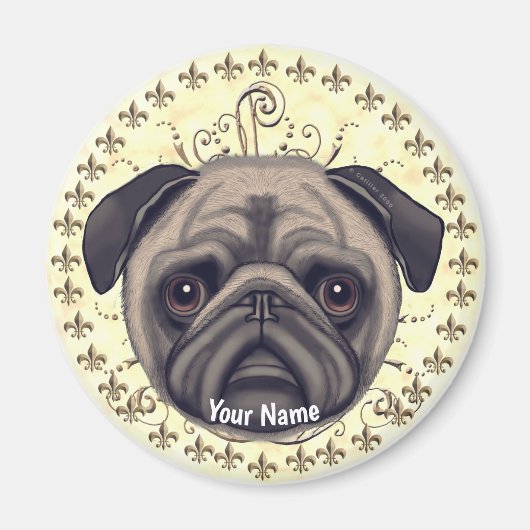 Aimant Bouledogue Fleur De Lis (Devant)