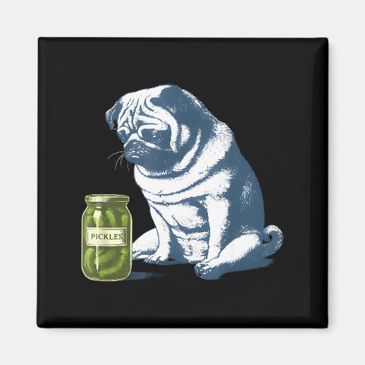 Aimant Bouledogue français avec pot de cornichon mème drô (Devant)
