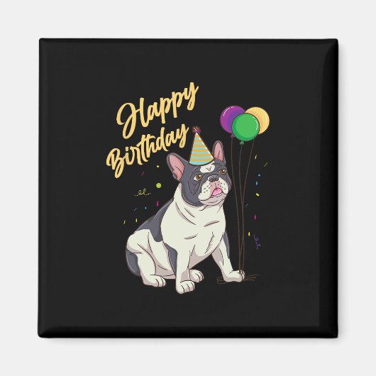 Aimant Bouledogue français d'anniversaire  (Devant)