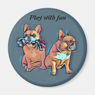 Aimant Bouledogue français deux amis French Bulldog