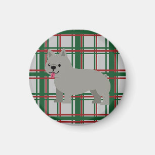 Aimant Bouledogue Français Gris, Carreaux de Noël