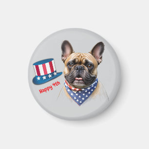 Aimant Bouledogue français Happy 4 juillet French Bulldog