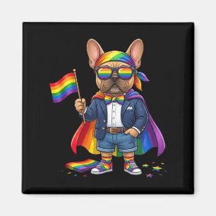 Aimant Bouledogue français LGBT Arc-en-ciel Fierté lesbie