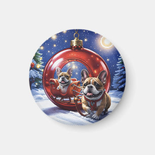 Aimant Bouledogue français Noël  French Bulldog
