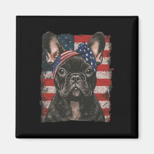 Aimant Bouledogue Français Patriotique 4 juillet États-Un