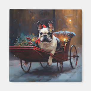 Aimant Bouledogue français saison festive de Noël
