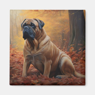Aimant Bouledogue mastiff dans Automne Feuilles Tombent I