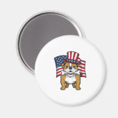 Aimant Bouledogue Patriotique Avec Drapeau Vector Design_ (Recto/Verso)