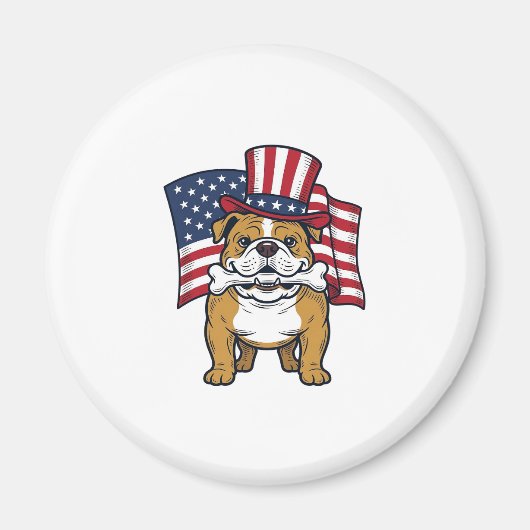 Aimant Bouledogue Patriotique Avec Drapeau Vector Design_ (Devant)