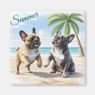 Aimant Bouledogues français Plage Bouledogue Français