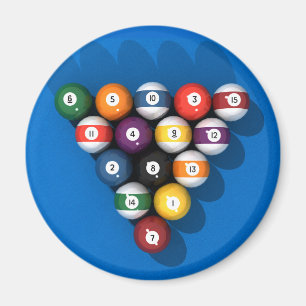 Aimant Boules de billard sur feutre bleu :