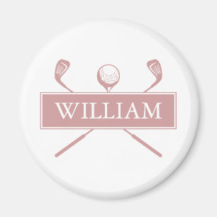 Aimant Boules de golf personnalisées avec nom Rose poussi