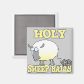 Aimant boules de moutons saintes drôles démêlant les fils (Recto/Verso)