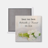 Aimant Bouquet blanc Tulip Printemps mariage Enregistrer  (Recto/Verso)