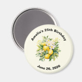 Aimant Bouquet de citrons avec fleurs blanches Anniversai (Recto/Verso)